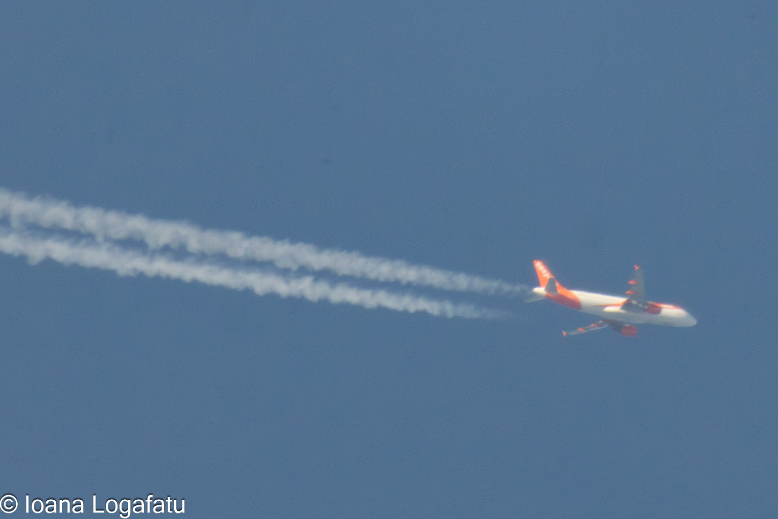 A plane glides high above the clouds